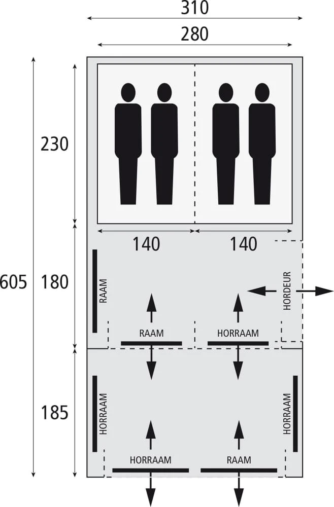 Bardani AirSpace 310 TC AIR - 4 Persoons Opblaastent Beige 4 Bardani AirSpace 310 TC AIR - 4 Persoons Opblaastent Beige - Afbeelding 2