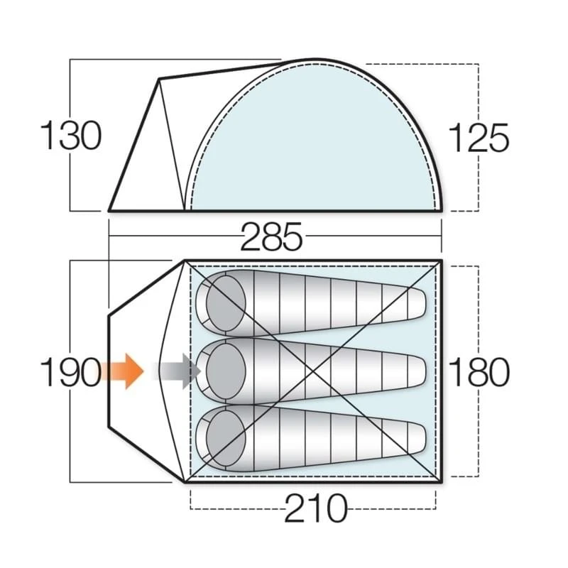 Vango Alpha 300 / 3 Persoons Tent - Blauw 4 Vango Alpha 300 / 3 Persoons Tent - Blauw - Afbeelding 2