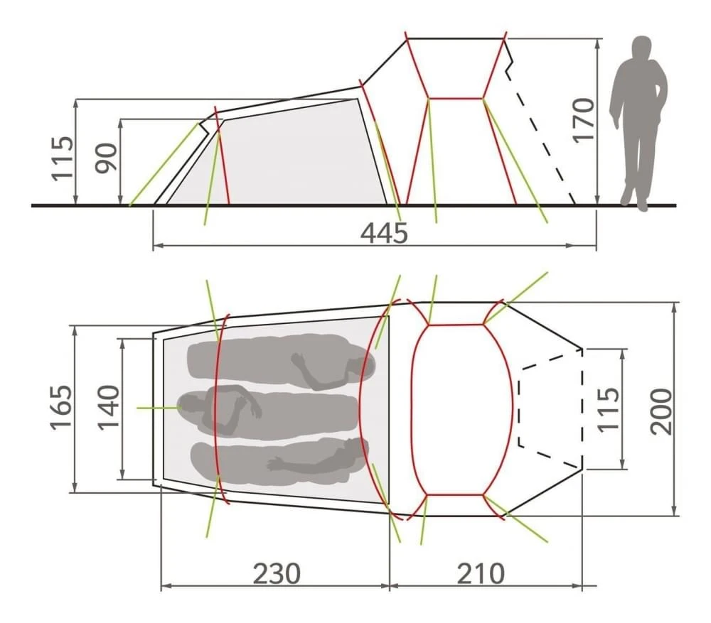 Vaude Chapel L XT 3P / 3 Persoons Tent Groen 7 Vaude Chapel L XT 3P / 3 Persoons Tent Groen - Afbeelding 5