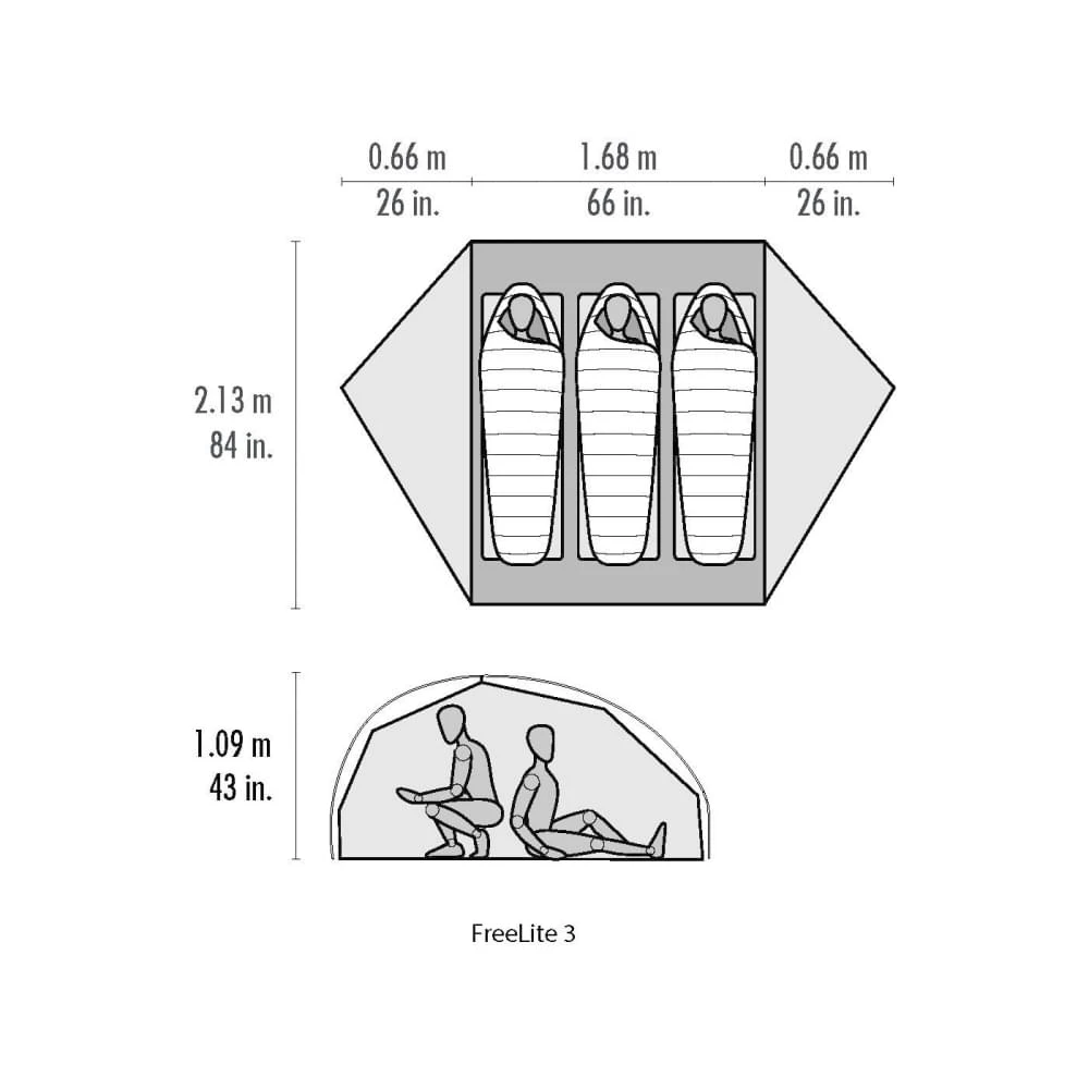 MSR FreeLite 3 / 3 Persoons Tent Groen 5 MSR FreeLite 3 / 3 Persoons Tent Groen - Afbeelding 3