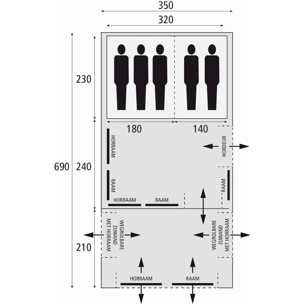 Bardani AirSpace 350 TC AIR - 5 Persoons Opblaastent 4 Bardani AirSpace 350 TC AIR - 5 Persoons Opblaastent - Afbeelding 2