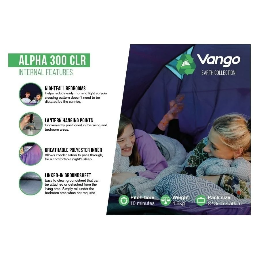 Vango Alpha 300 CLR / 3 Persoons Tent Blauw 6 Vango Alpha 300 CLR / 3 Persoons Tent Blauw - Afbeelding 4